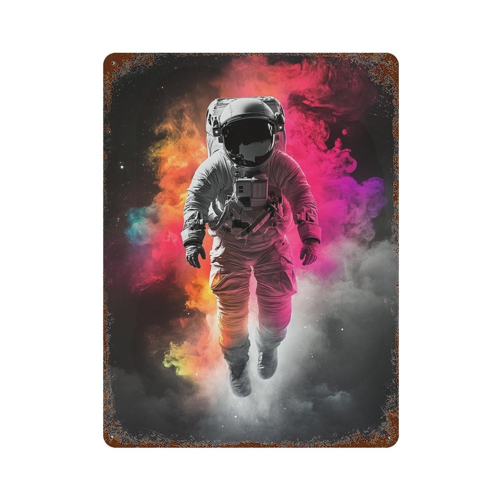 Cosmic Astronaut Adventure Rustic Tin Plaque 15.7"x11.8", for Pub, Kitchen And Man Cave Decor, Vintage Wall Decor