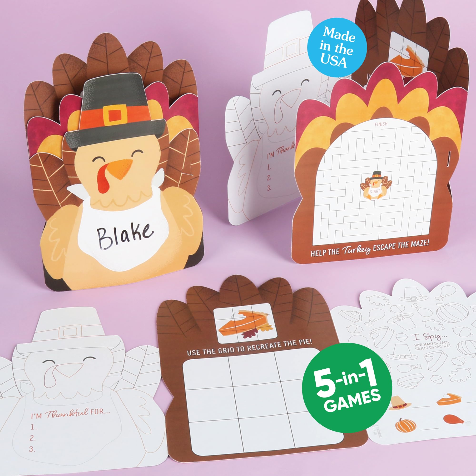 Big Dot of HappinessThanksgiving Turkey Activity Books, Thanksgiving Games for Kids, Activity Coloring Book, Word Search, Turkey Maze, 5-in-1 Thanksgiving Game Bundle, Set of 10
