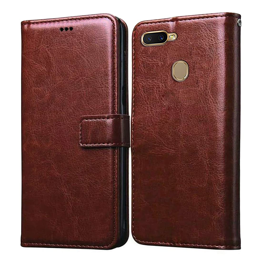Casotec Flip Cover for Oppo A5s | Premium Leather Finish | Inbuilt Pockets & Stand | Flip Case for Oppo A5s (Brown) (B09Q93JRPB) Amazon Price History, Amazon Price Tracker