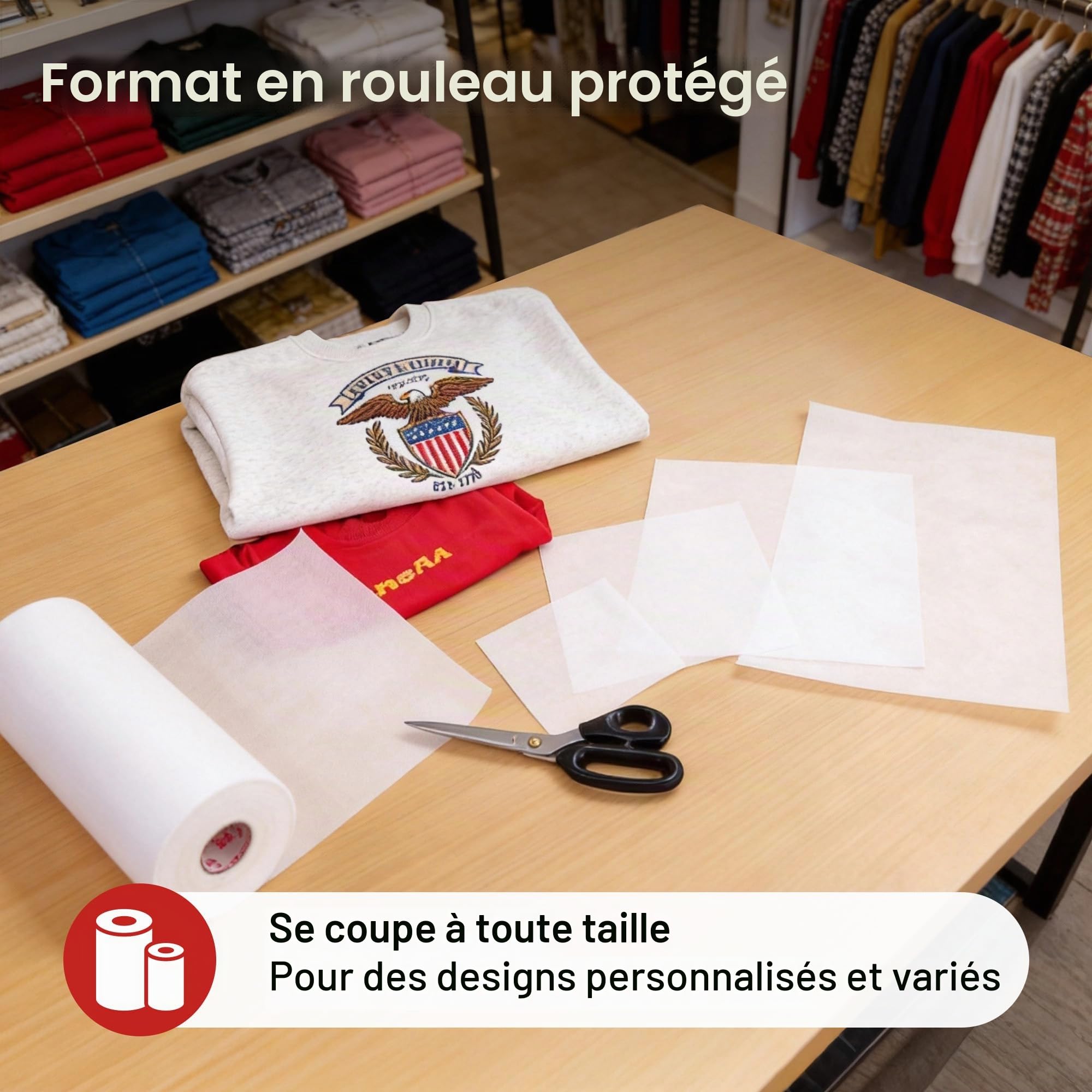 Richword Selected Stabilisateur de broderie à découper pour tricots, 71 g, support permanent anti-froissement, rouleau 30,5 cm x 23 m | Support permanent anti-plis pour tricots, sweats à capuche, polaires, vêtements pour bébé et autres tissus extensibles