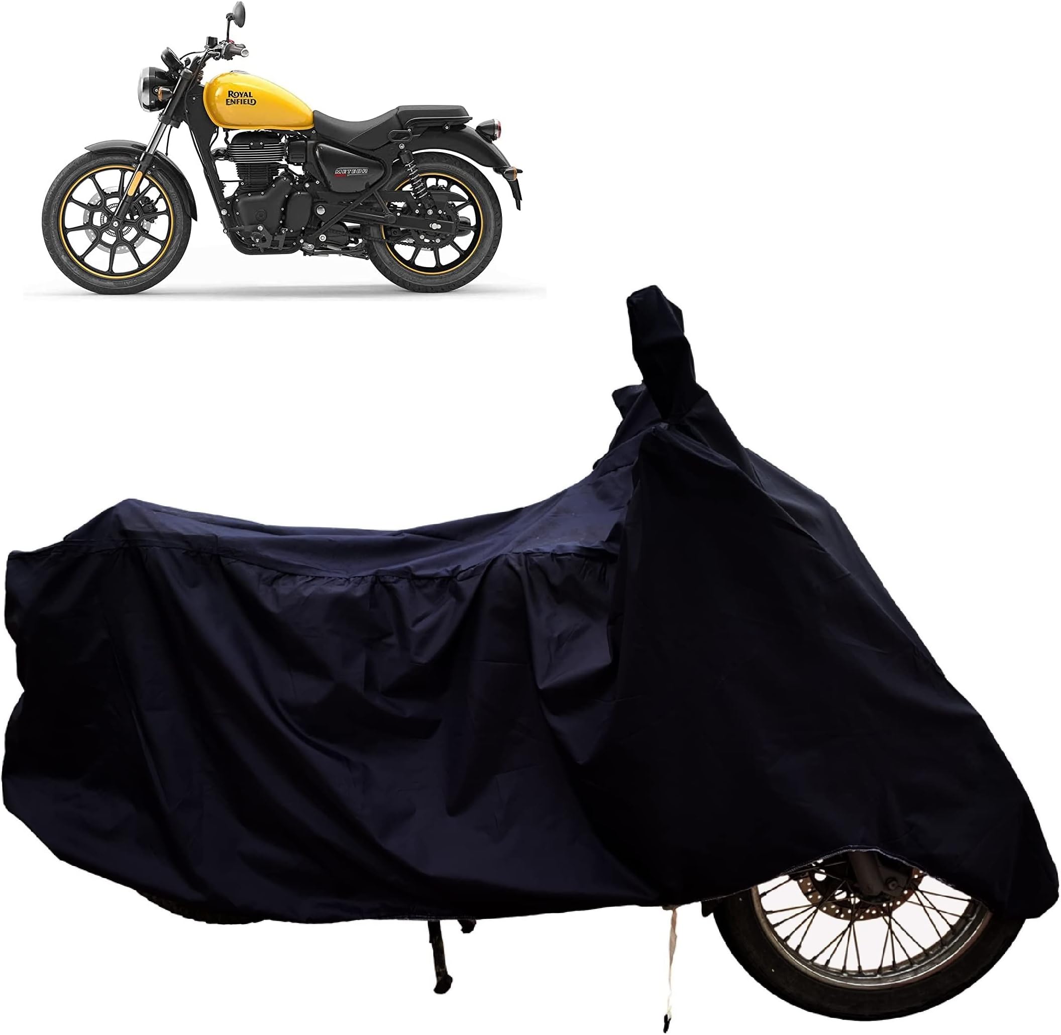 Tricway Bike Body Cover for Royaal enfieeld Meteor 350 BS6 Along with Dust Proof and Water Repellent with Premium Polyester Fabric (Black)