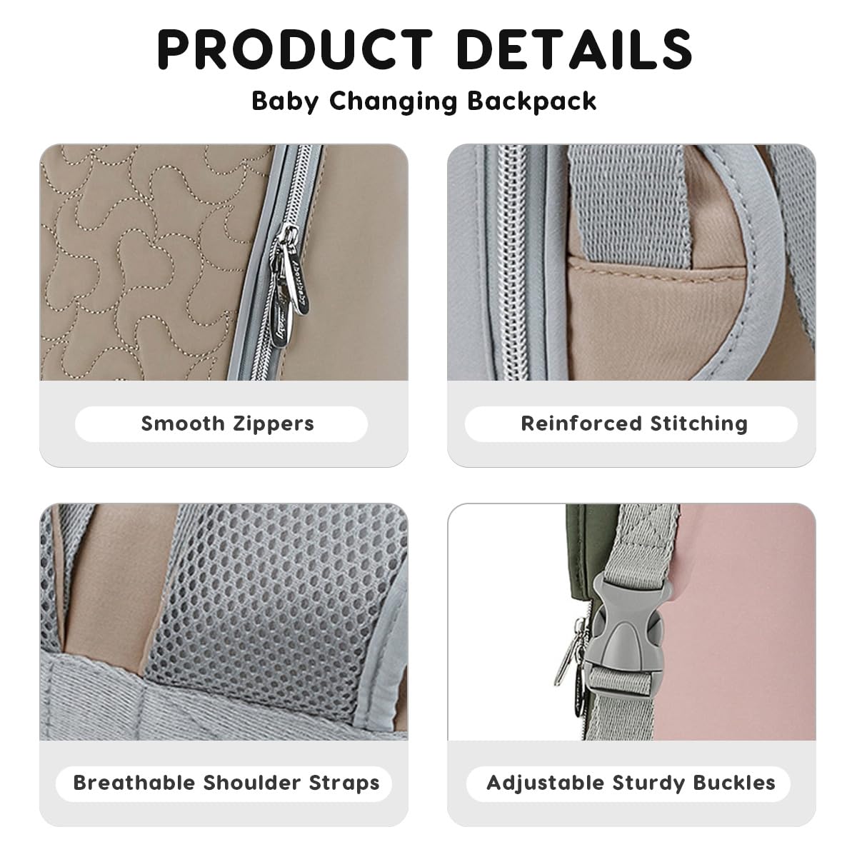 SONARIN Grande Capacità Pratico Zaino Fasciatoio,Borsa per Pannolini Multifunzionale Zaino Mamma Neonato Borsa Fasciatoio da Viaggio Portatile con Borsa per Bottiglia