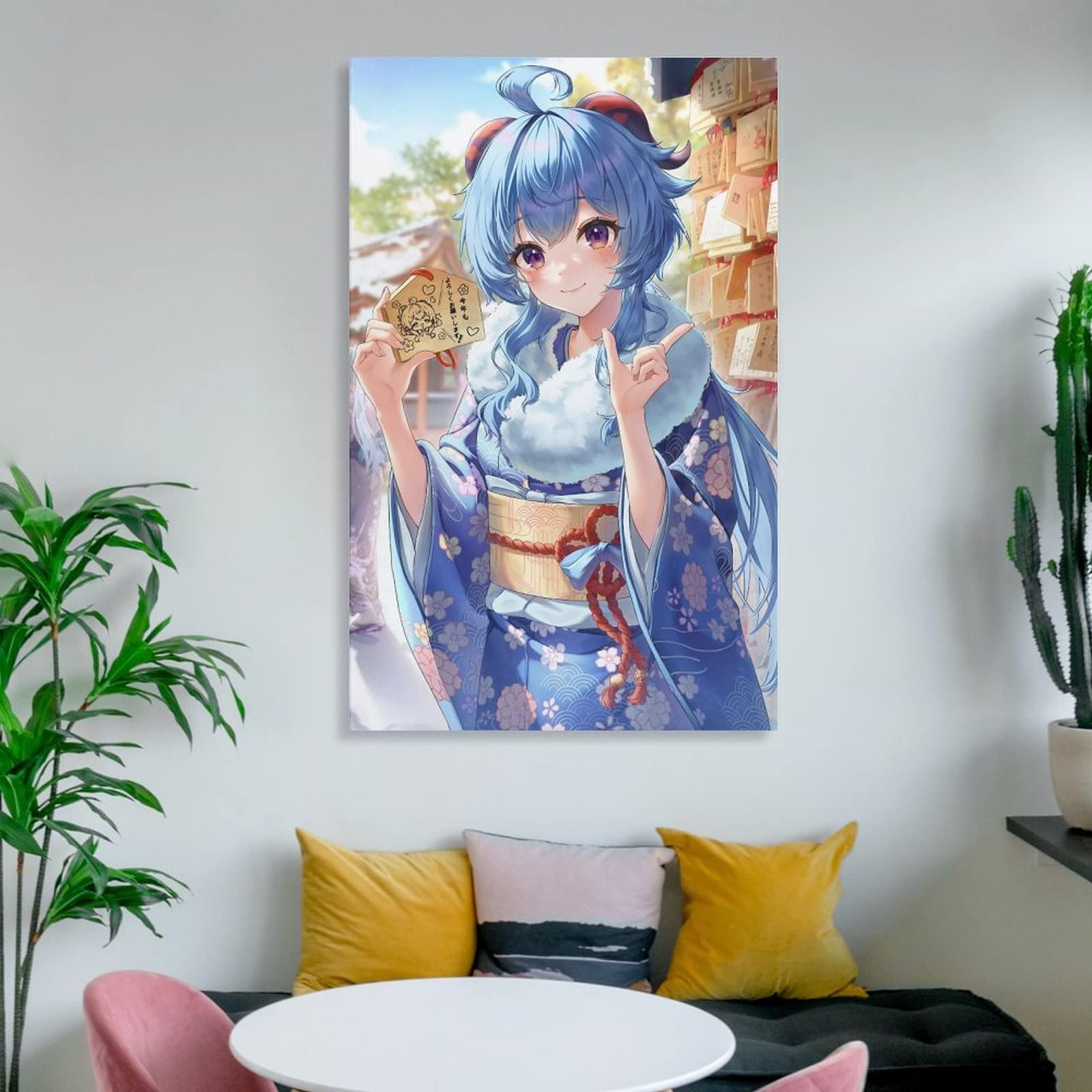 Amazon.co.jp: 原神 甘雨 イラストポスターキャンバスポスター寝室の