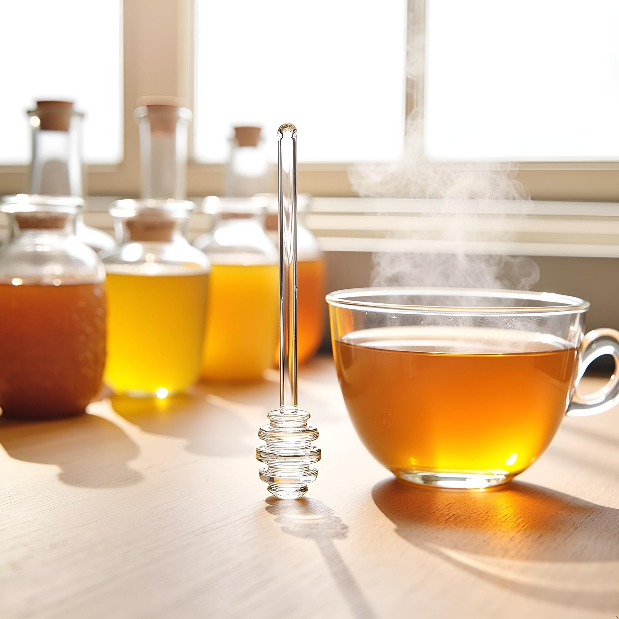 Honey Dipper Sticks Glass Honey Spoon 2PCS Honey Dipper Sticks Stirring Sticks Clear Glass Stirrers 6 Inch Honey Dipper Honey Spoon Stick For Honey - View #8