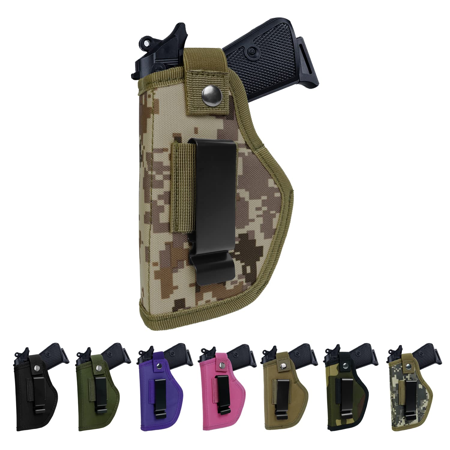 Universal Gun Holsters for Men Women, IWB/OWB 9mm Holsters for Pistols Right Left, 380 Gun Holster, Concealed Carry Holster Fits S&W M&P Shield Glock 17 19 26 27 42 43 Revolver, Similar Handguns