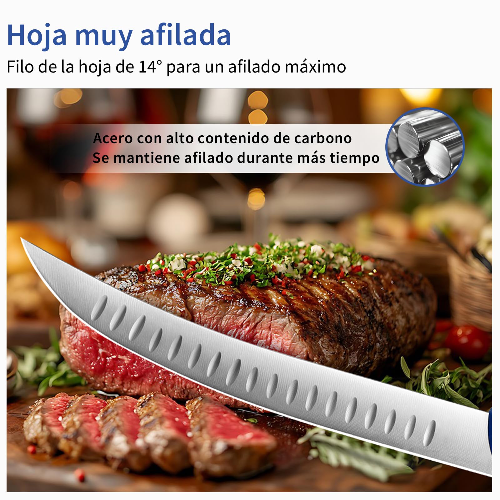 Cuchillo Jamonero Profesional 26cm Acero Inoxidable Cuchillo Carnicero Deshuesador