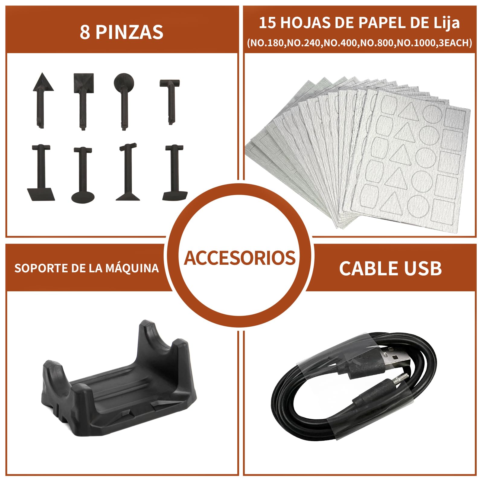 Lijadora de pluma inalámbrica, velocidad variable, carga USB y luz LED. Herramienta eléctrica multiusos para lijar, pulir, dar acabados y manualidades (GRIS)