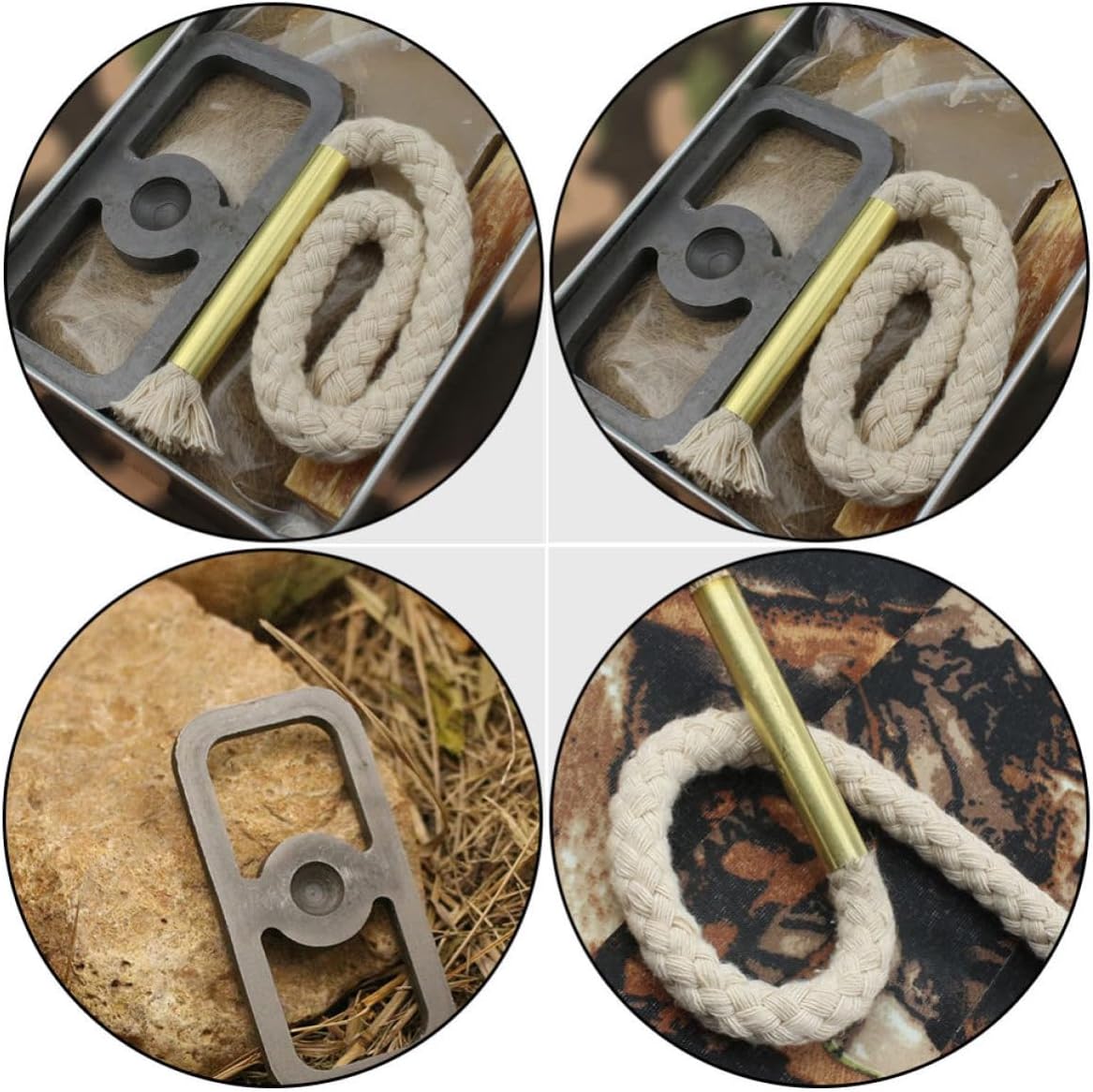 VOSAREA Outdoor Fire Starter Rope Kit for Camping and Cooking, Cotton and Metal Fire Tool for Grilling and Barbecue, Essential Survival Equipment for Beginners and Professionals