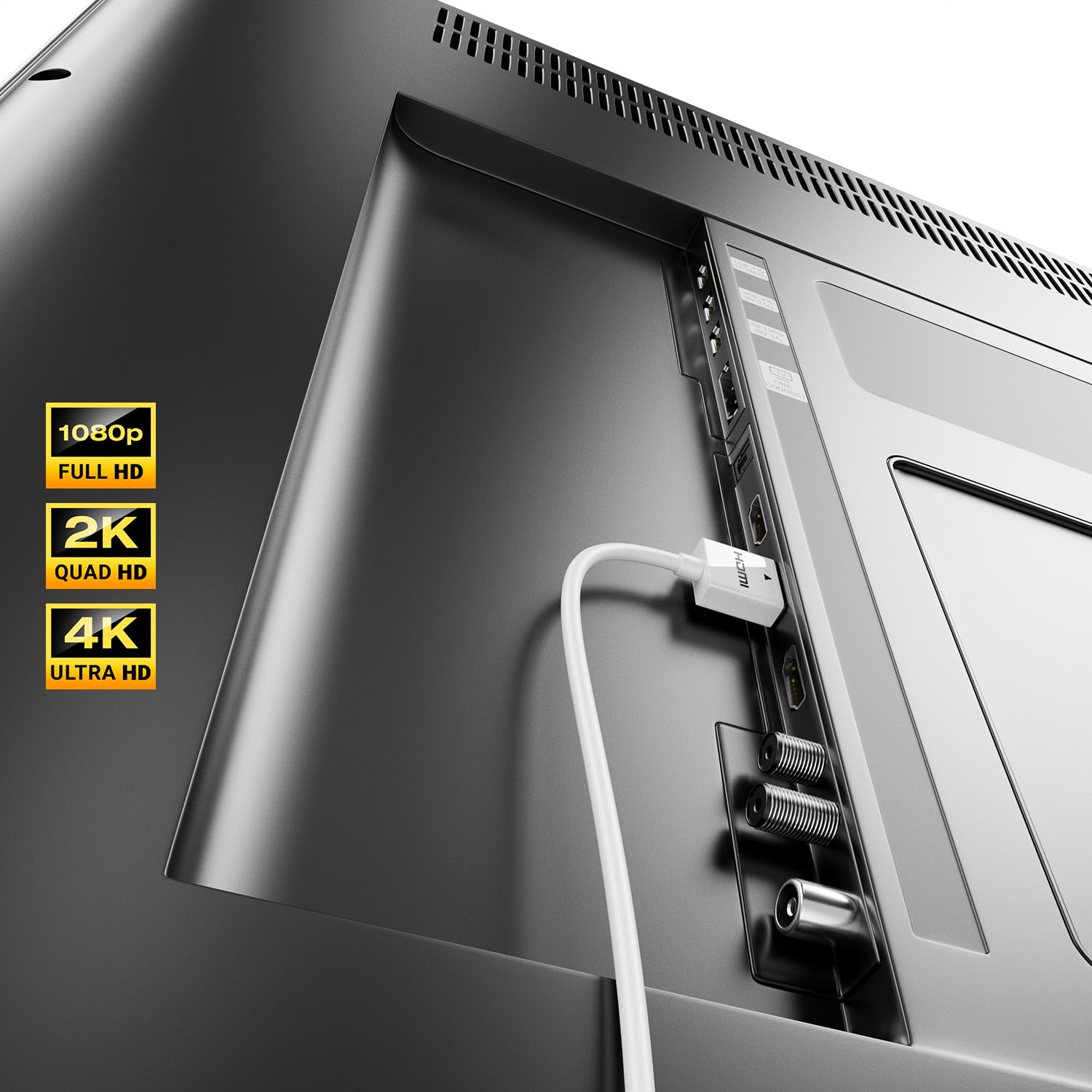 deleyCON 1,5m Cavo HDMI Slim (Cavo HDMI Piccolo e Flessibile) 4K Cavo HDMI 2.0 1080P 2160P UHD ARC HDR 3D per TV, Monitor, Proiettore, Laptop, Notebook, PC, Computer, PS4, PS5, Xbox - Bianco