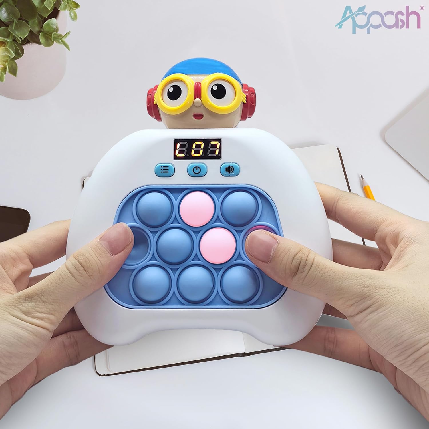 Upgraded Fast Push Pop It Game Crisp Click Light UP Bubbles 10 Modes Quick Push Stress Relieving Buttons Speed Push Sensory Gift Toy for Kids and Adults[White]