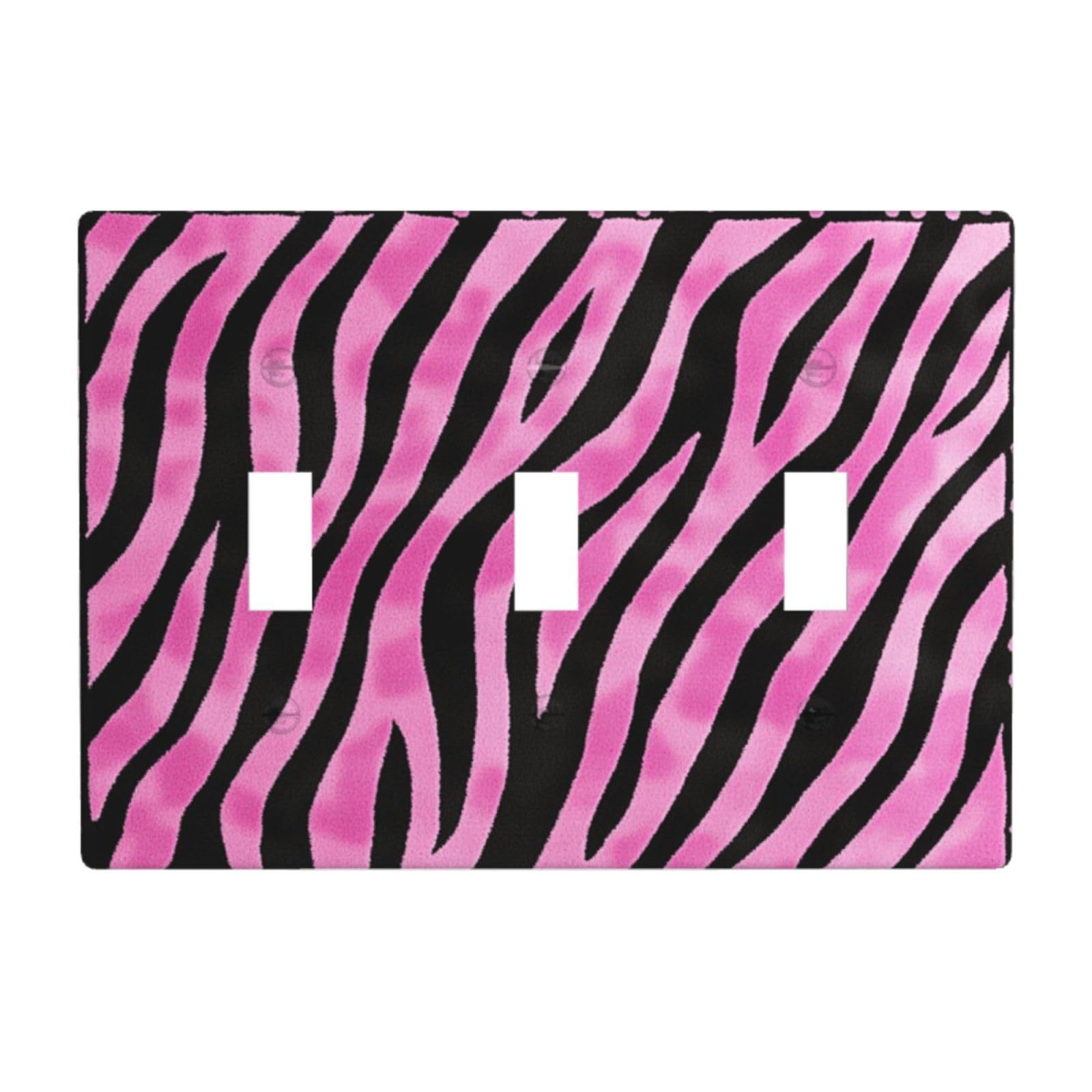 Pink Zebra Print with Black Border Light Switch Covers 3 Gang Triple Toggle Wall Plate Switchplate Electrical Faceplate for Bathroom Kitchen Bedroom Decor