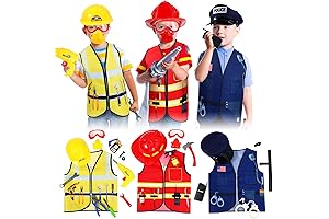 Kids' Role Play Dress Up Costumes, Fireman and Worker Set with Accessories