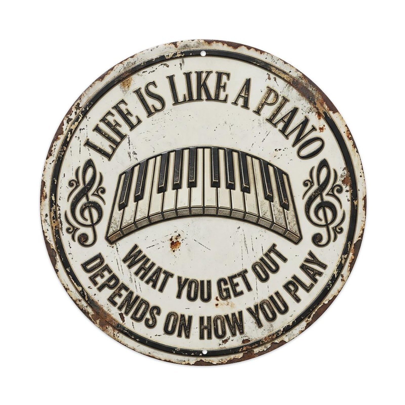 Piano Keys Melody Office Metal Tin Sign