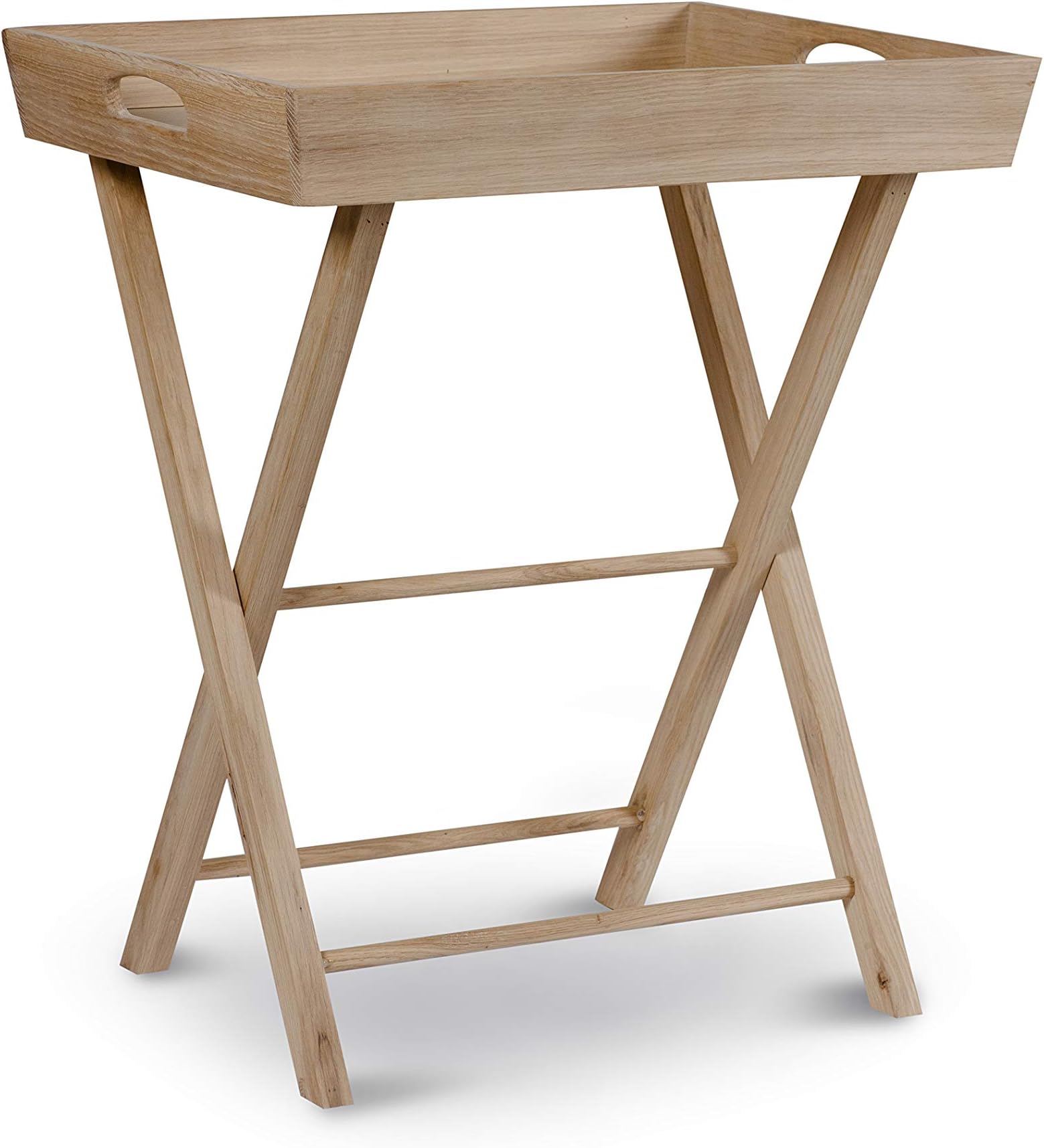 Leisure Traders Raw Oak Wood Butlers Tray Folding Table