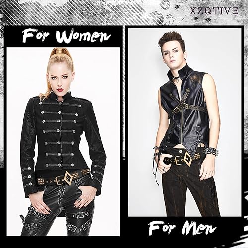 Miniatura 3 de XZQTIVE Cinturón con tachuelas de metal punk rock remache cinturones para mujereshombres, cinturón de cuero punk gótico, accesorios para pantalones