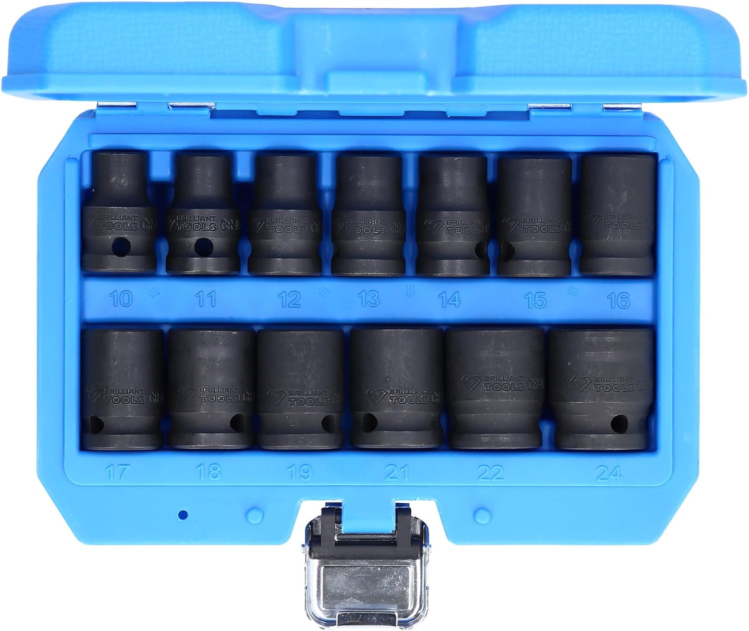 BRILLIANT TOOLS BT022620 1/2 Inch Impact Socket Set Hexagonal 13-Piece Short [Powered by KS Tools]