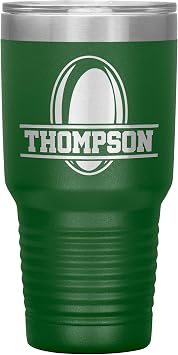 Personalized Rugby Tumbler with Name - 30oz Stainless Steel - Green | Custom Engraved Insulated Travel Mug, Add Any Name, Gift for Players, Teams & Fans