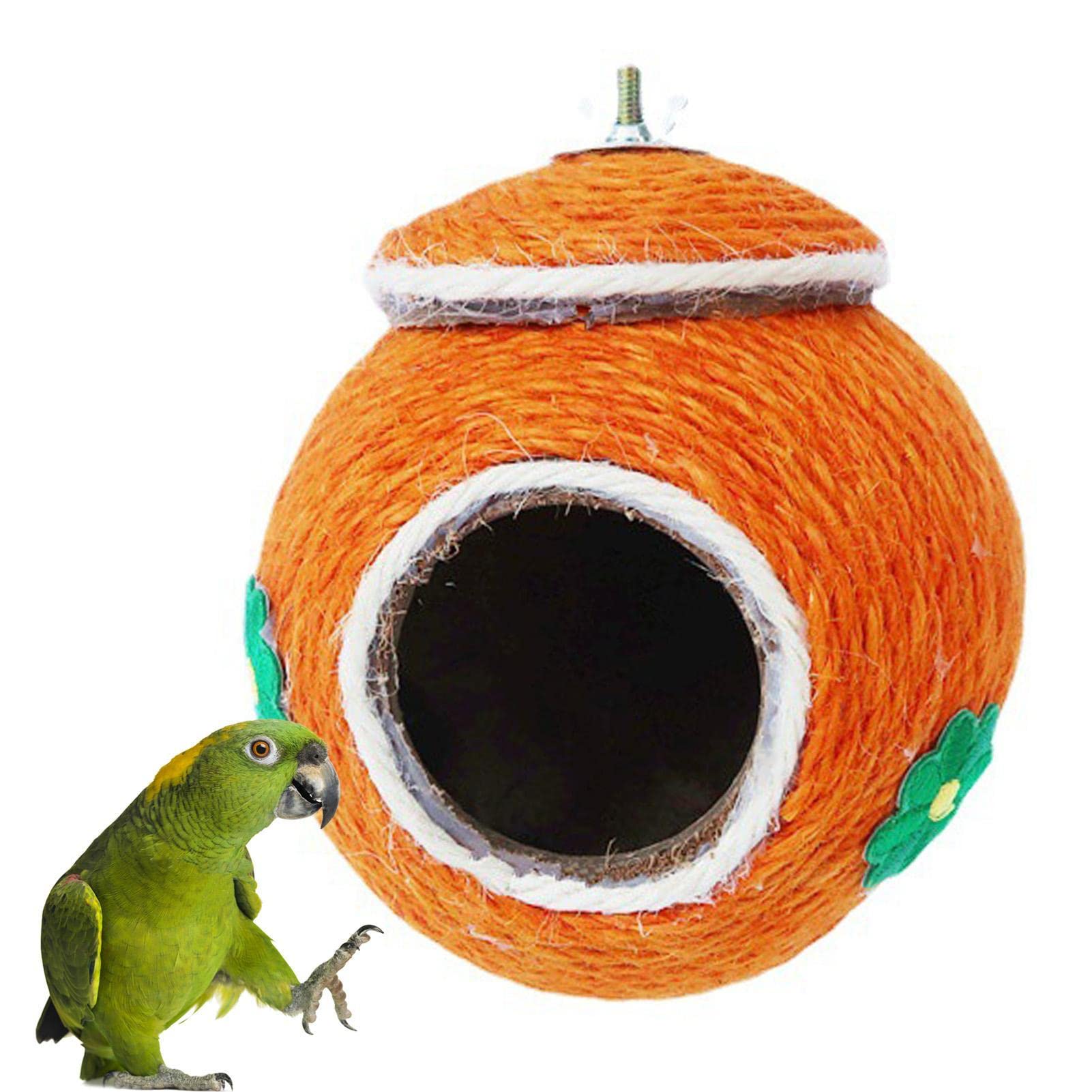 Shell Nest | Handwoven Parrot Coco House Bed | Anti-bite Bird Nesting With Rope Woven For Parrot, Parakeet, Conures, Cockatiel, Lovebird, Finches, Hamsters, Squirrel
