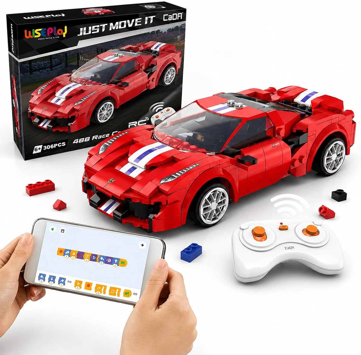 Bloques de construcción RC Kit de construcción de automóviles para niños y niñas de 8 a 12 años, kit de construcción de automóviles con control remoto STEM, regalo