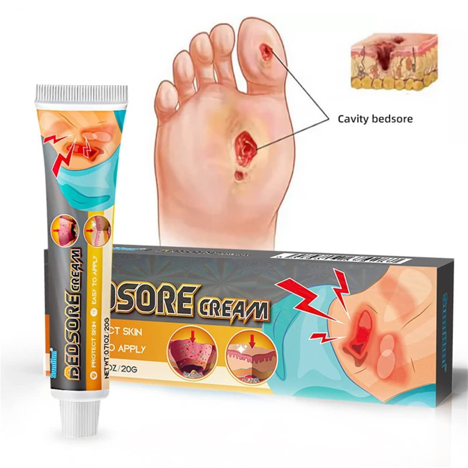 Krem do leczenia bólu łóżka, organiczny odleżyn, maść, odleżyna, krem łagodzący ból odleżyn, pielęgnacja ran w leczeniu odleżyn, leczenie odleżyn, gojenie się ran