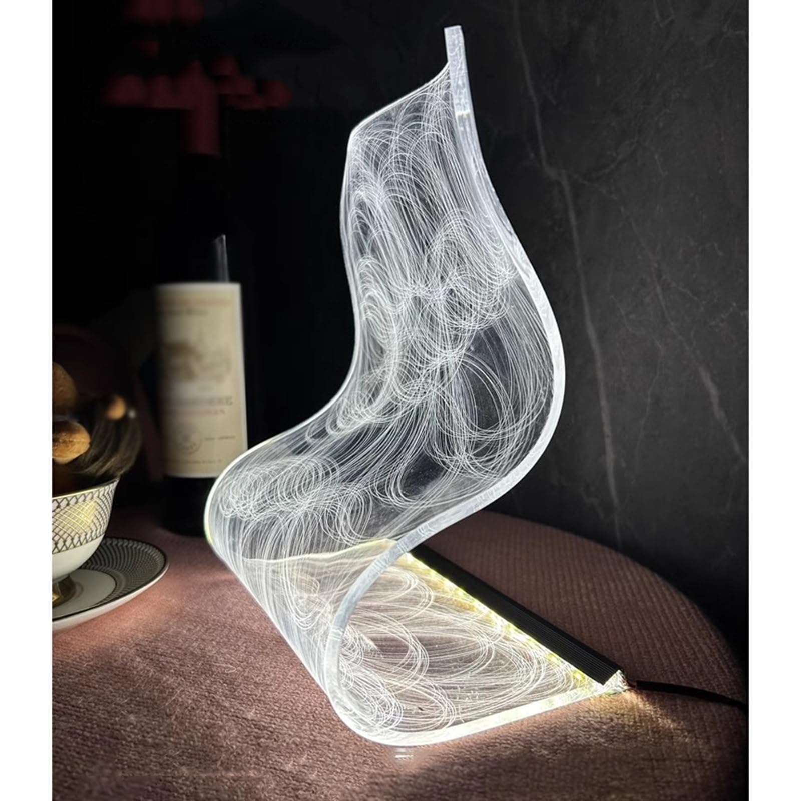 Lámpara de mesa de noche Lámpara de mesita de noche for dormitorio lámpara de noche regulable forma Irregular Material acrílico modelado creativo lámpara de noche de gama alta Lámparas de noche