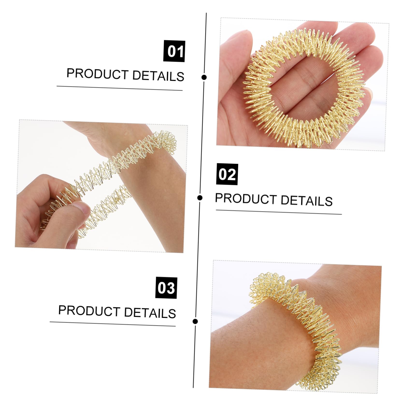 FRCOLOR Acupressure Bracelet Metal Massage Ring Wrist Bands for Medicine Massage Ring for Women Girls