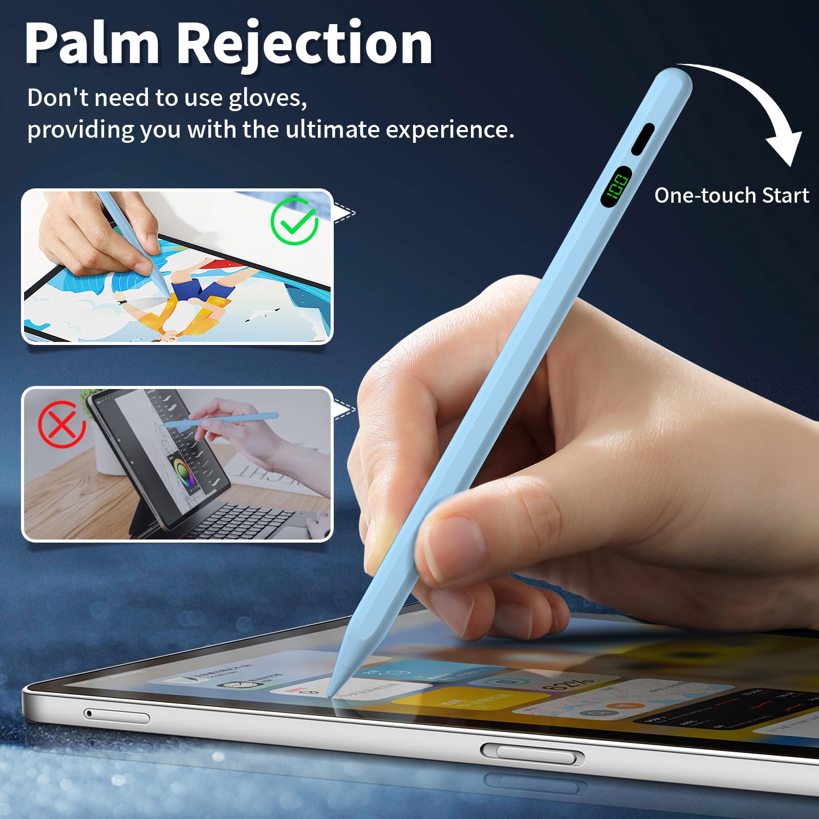 Amazon.co.jp: iPad 10th&9th用スタイラスペン、LEDパワーディスプレイ