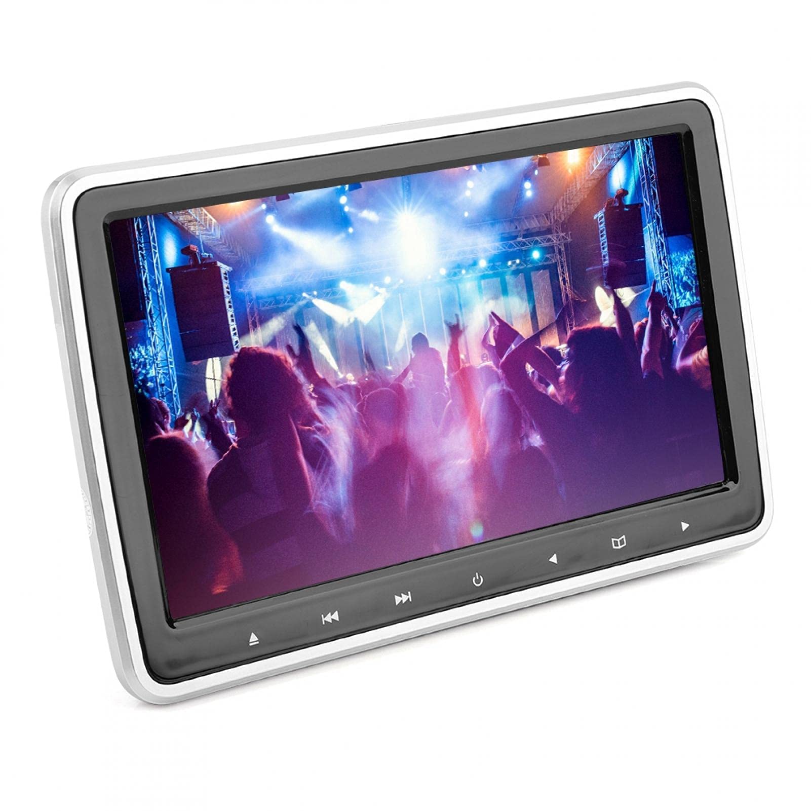 Monitor de reposacabezas, 10.1in 16: 9 TFT HD Reposacabezas de coche Reproductor de DVD Monitor de almohada digital portátil con clip Auriculares estéreo de 3,5 mm