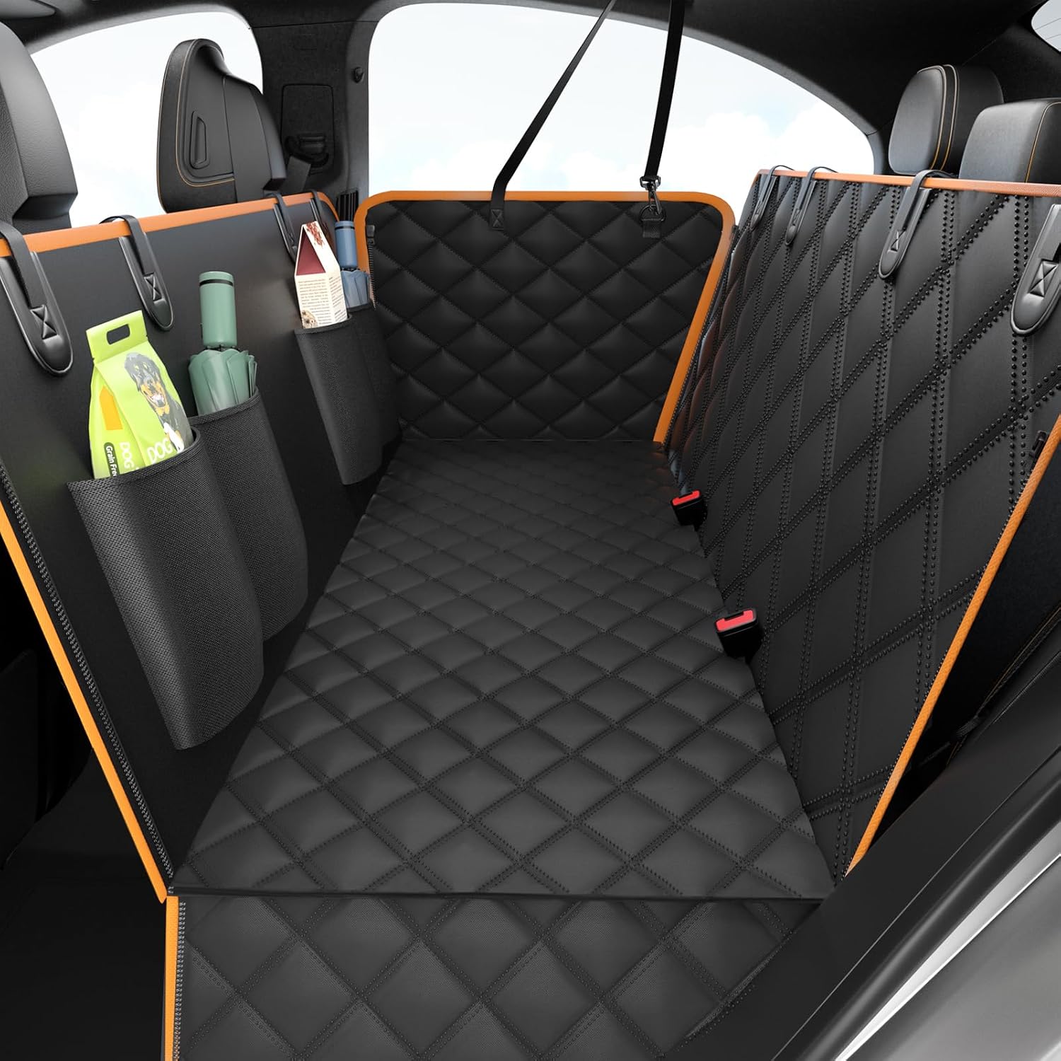 Dog Car Seat Cover,100% Waterproof Scratch Proof Nonslip Seat Cover,600D Heavy Duty Scratch Durable Soft with Side Cover Dog Hammock