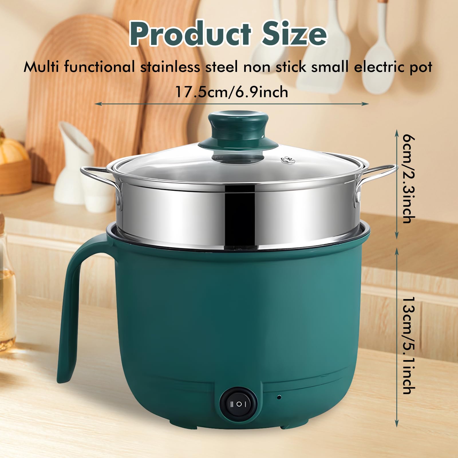 Marmite Électrique, 1.3 L Hot Pot Électrique, 600 W, 220 V Marmite Portable, Mini Hot Pot Avec Cuiseur Vapeur En Acier Inoxydable, Casserole Électrique Pour La Maison, Le Bureau, Le Dortoir