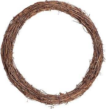 Grapevine Wreath Set, Marrywindix 1 Piece Natural Vine Branch Wreath Christmas DIY Rattan Wreath Garland for Christmas Holiday Craft Wedding Decor 14 in.