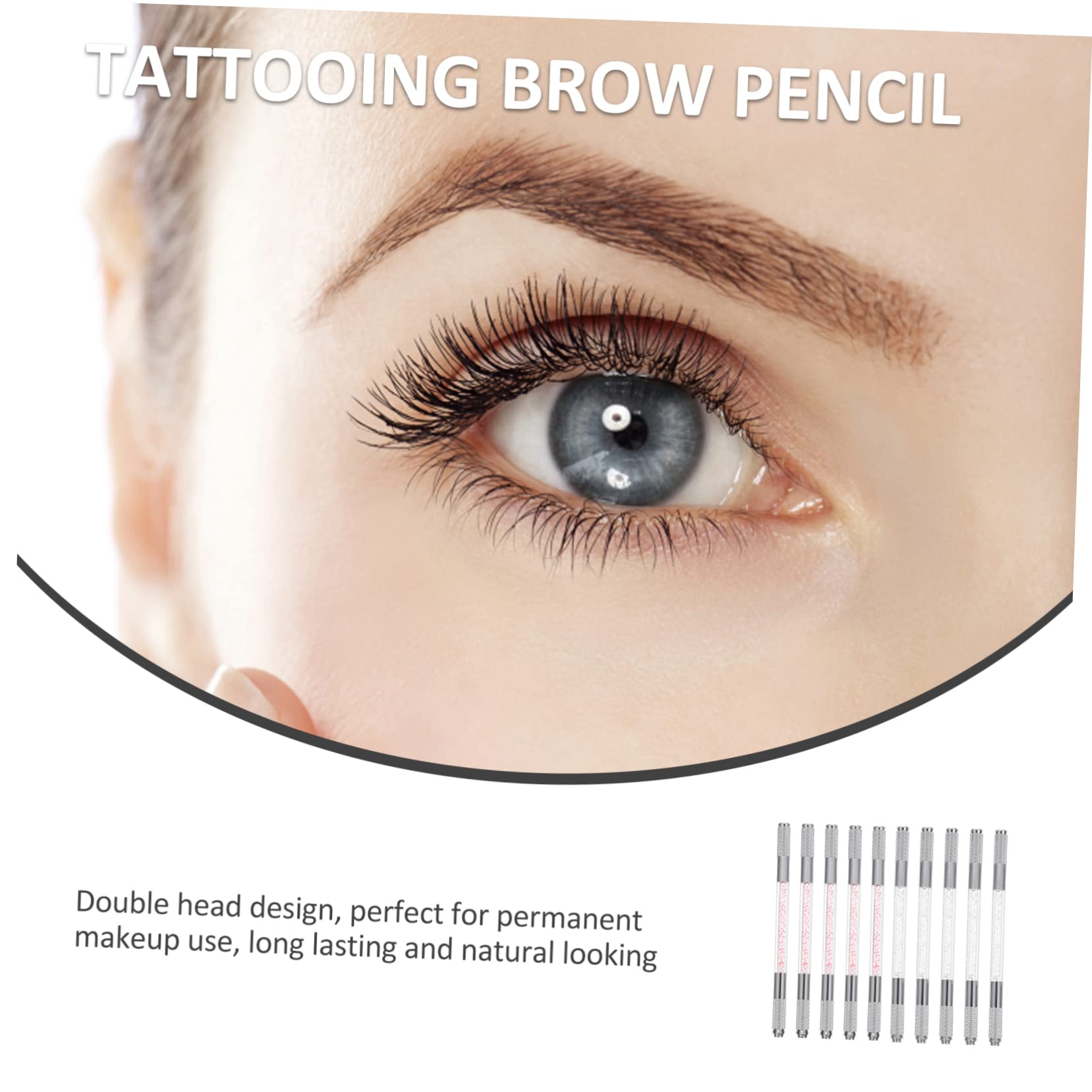 Lápiz para Tatuar Cejas Abs de Doble Punta, 10 Piezas