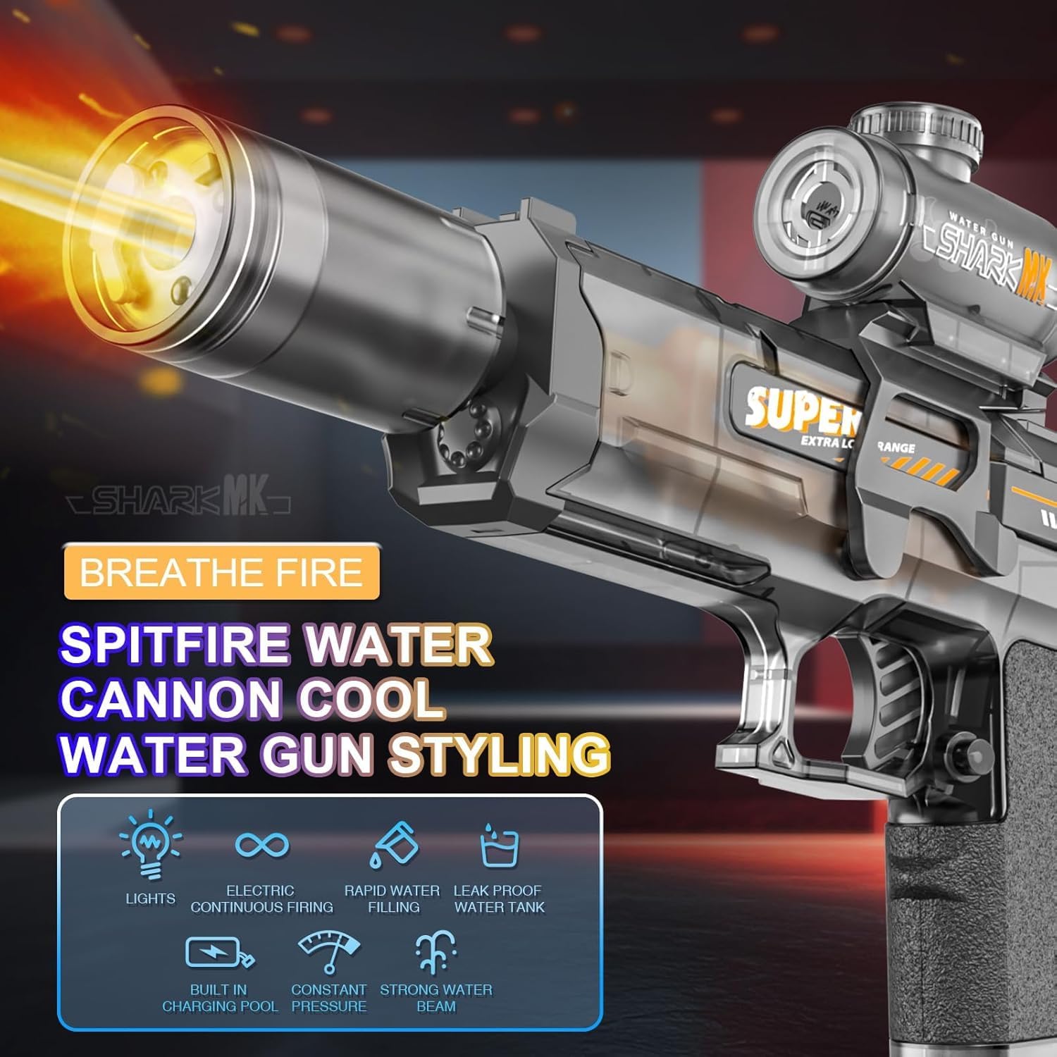 2 Pack Electric Water Gun, Automatic Water Gun Pistol with LED Light, 24-26 FT Range Large Capacity Electric Water Guns - Image 2