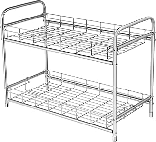 UPKOCH Supporto a mensole Porta Spezie Organizer portaspezie Comodi contenitori spezie da Cucina a 2 Ripiani
