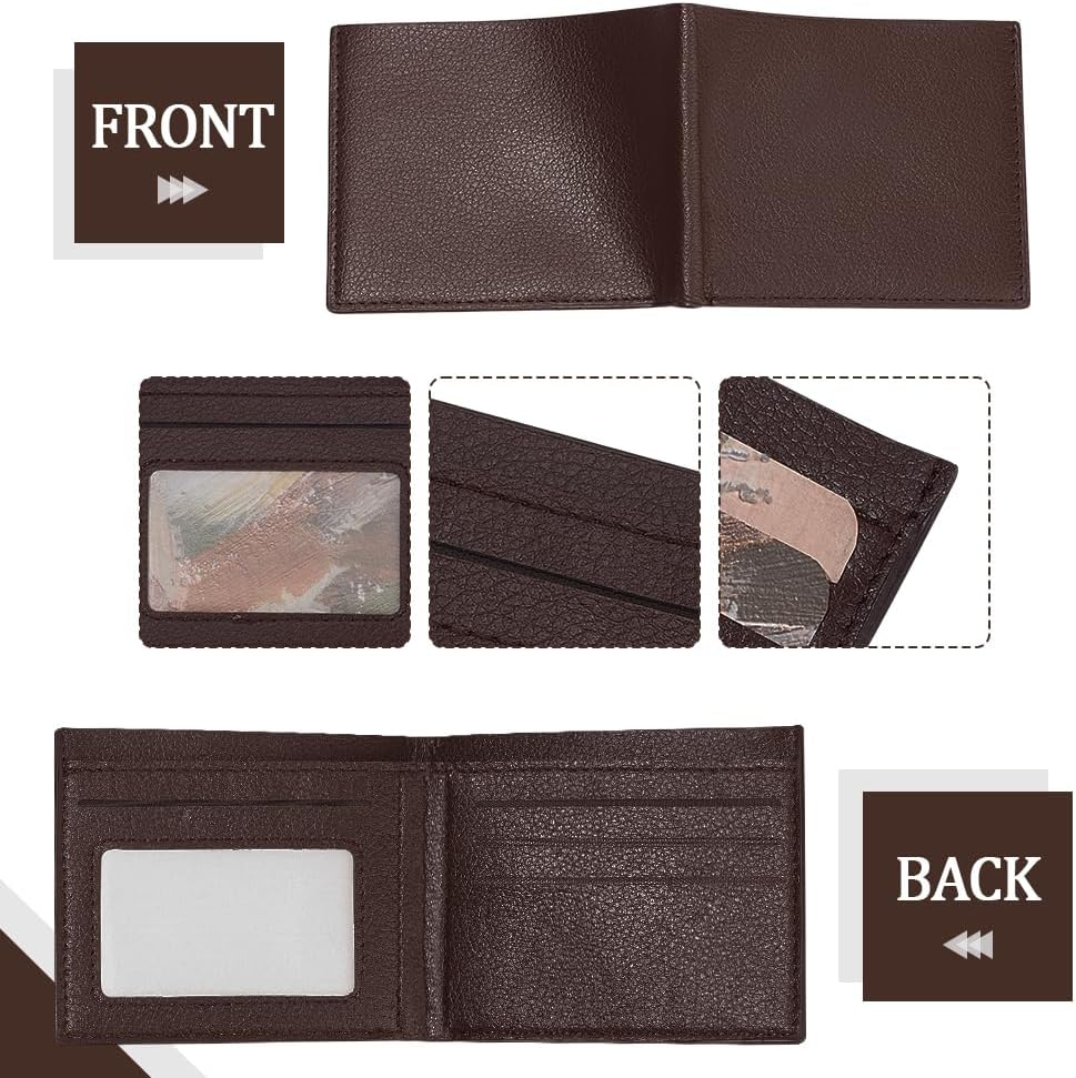 24Pcs PU Leather Men's Wallets Bulk, Bifold Wallet for DIY Engraving Minimalist Stylish Front Pocket with Money Clip Card Holder for Employees Appreciation (12 Black & 12 Coconut Brown) - Image 4