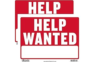 BAZIC Help Wanted Signs, 12&quot;x16&quot; Brightly Colored Waterproof Now Hiring Corrugated Plastic...