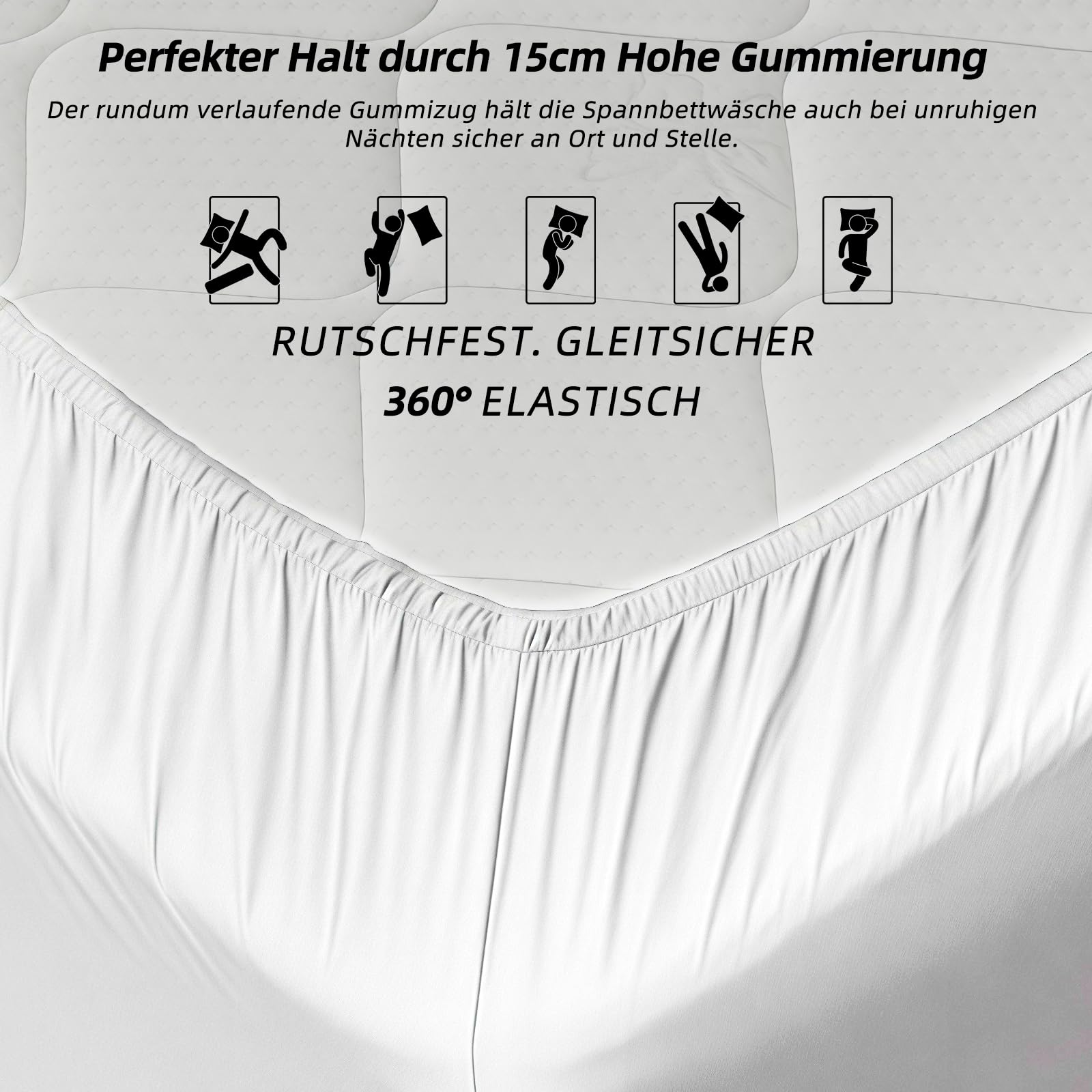 Parure de lit 4 pièces pour camping-car avec matelas central - Pour camping-car Volkswagen California/Mercedes-Benz Marco Polo/Fiat Ducato (blanc)
