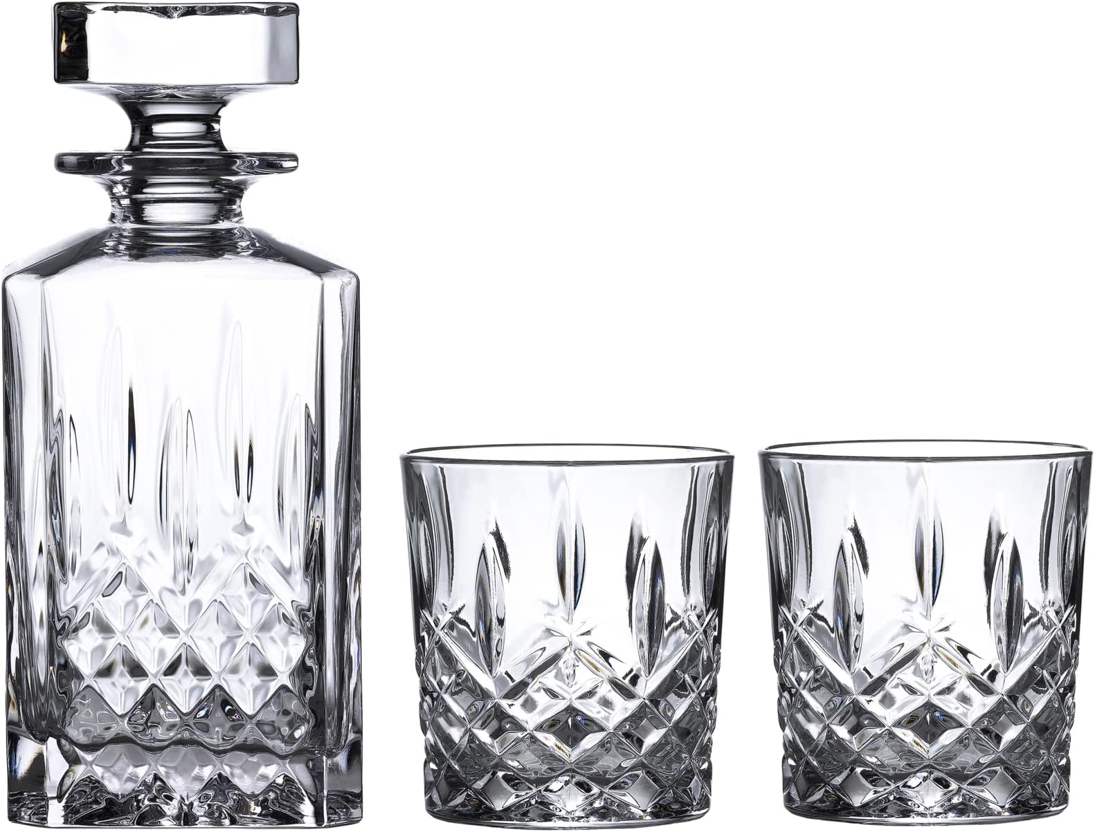Marquis By Waterford Markham Square Decanter & Double Old Fashion Pair Decanter Set, 2 Count (Pack of 1), Clear, 30 fluid ounces