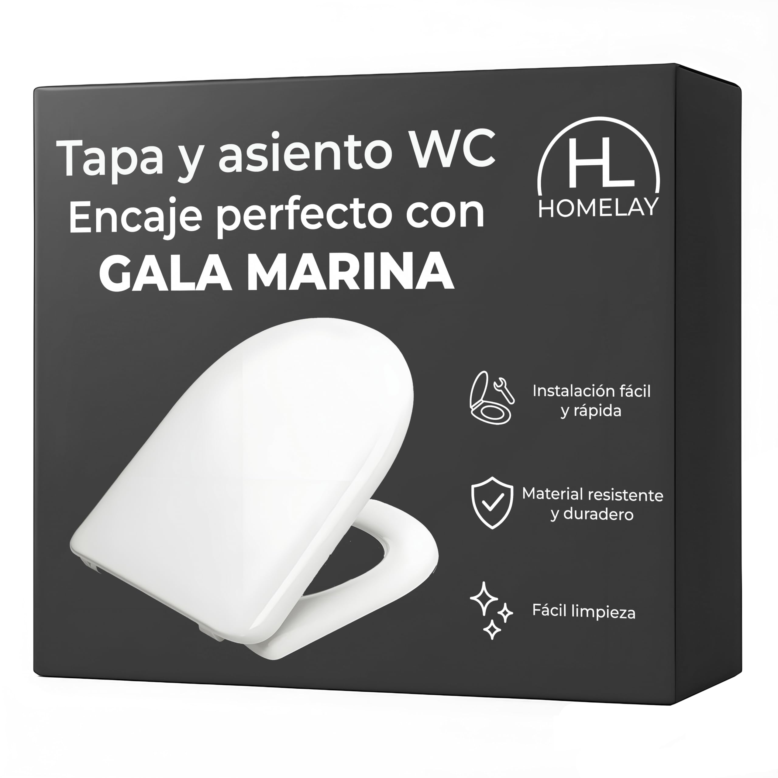Abattant WC GALA MARINA blanc à frein de chute et charnière inox