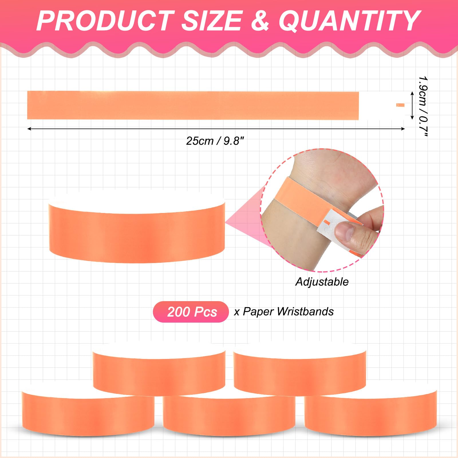 PATIKIL Paper Wristbands for Events 200 Pack Neon Party Wrist Bands - Image 2