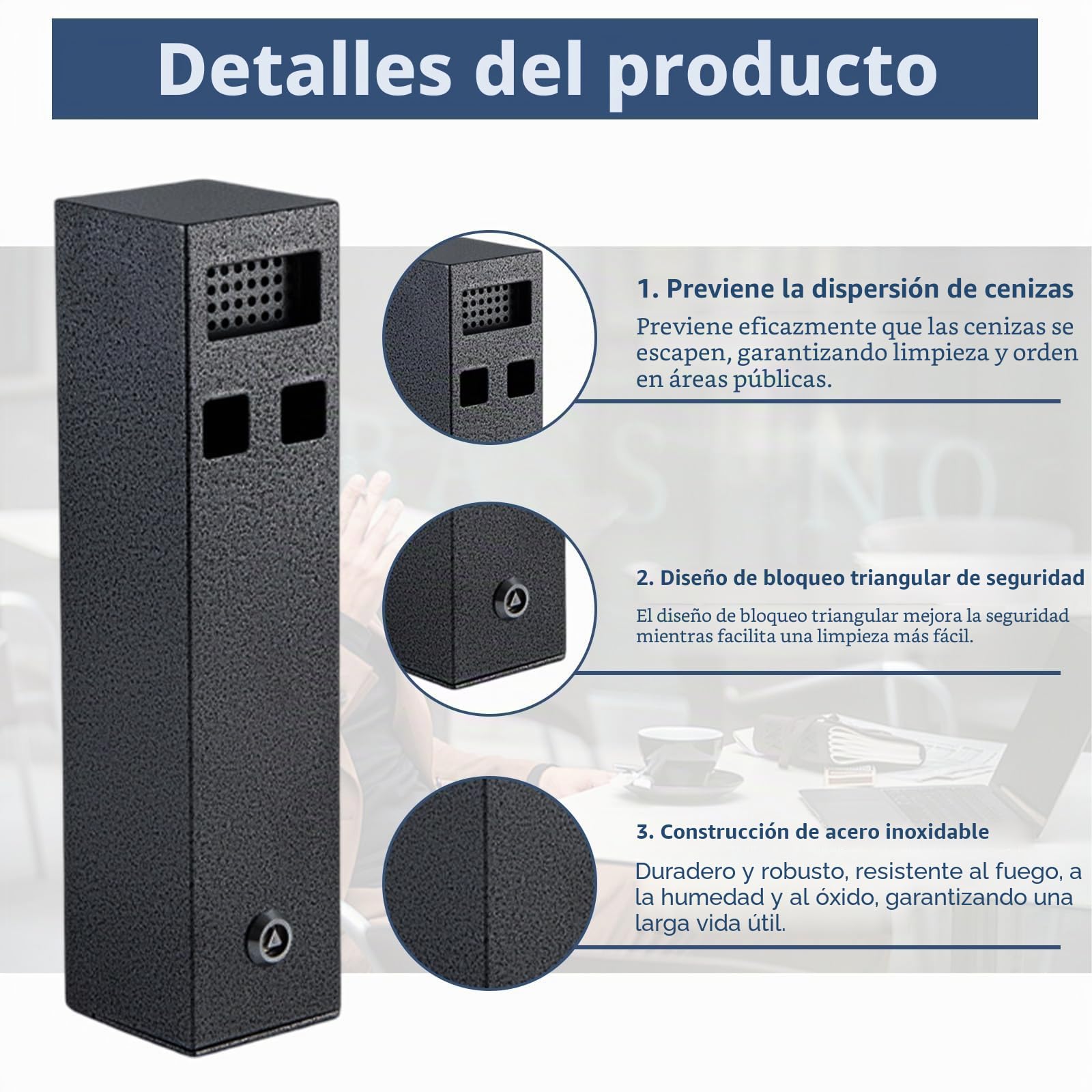 Cenicero Exterior 29 x 7 x 7 cm, Cenicero de pared de Acero Inoxidable con material de montaje und llave, Antiolor y Fácil de Limpiar para jardín, oficina, hotel, restaurante, calle