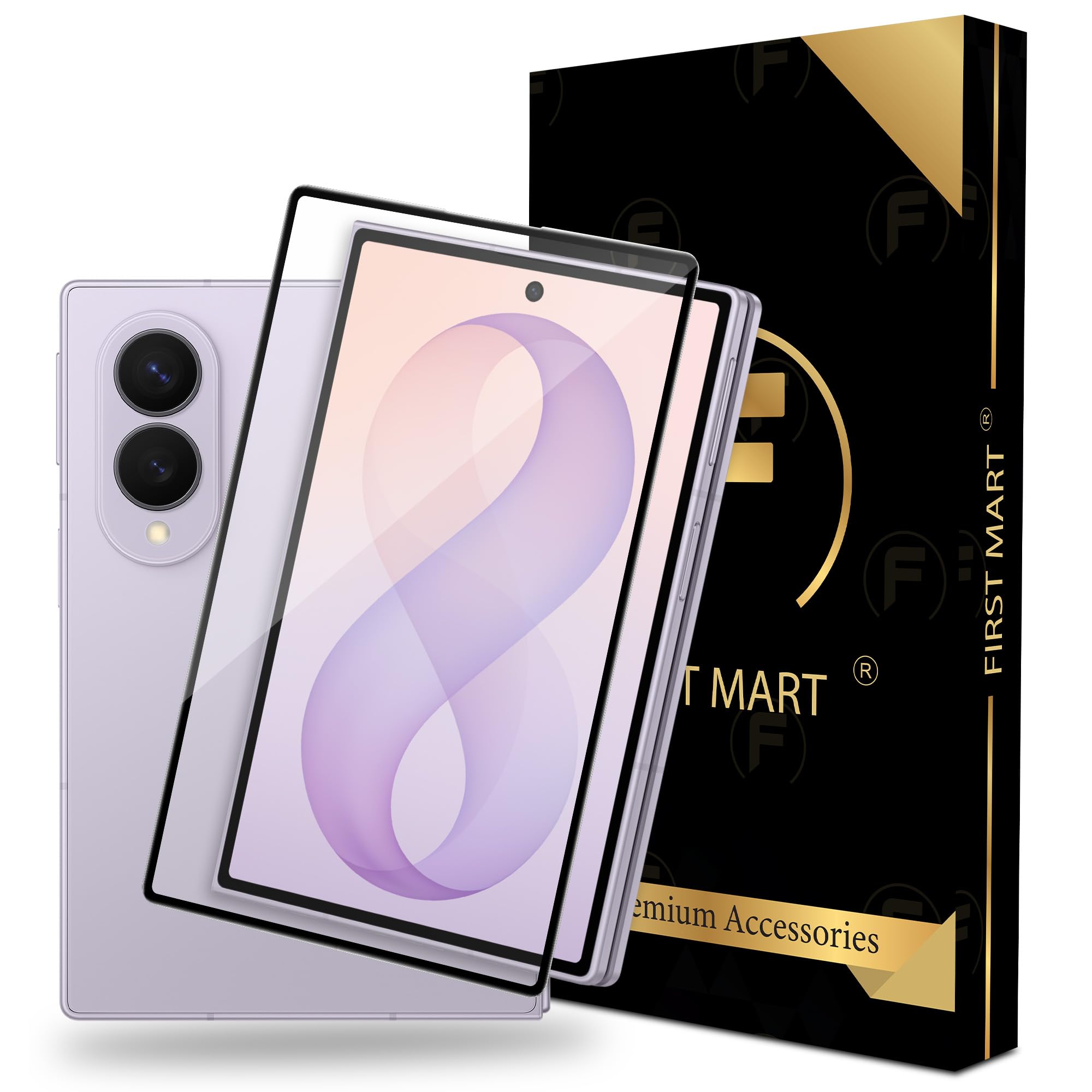 FIRST MART Tempered Glass for Samsung Galaxy Z Fold 8 5G, 9H Full-Glue Screen Protector, 3D Edge-to-Edge, HD Clear, Oleophobic, Case-Friendly, Black, Pack of 1-picture-25