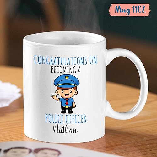 Vista 20 de Tazas personalizadas con nombre de oficial de policía, taza de café Best Cop Ever, tazas de cerámica personalizada para policía, regalo de la Taza