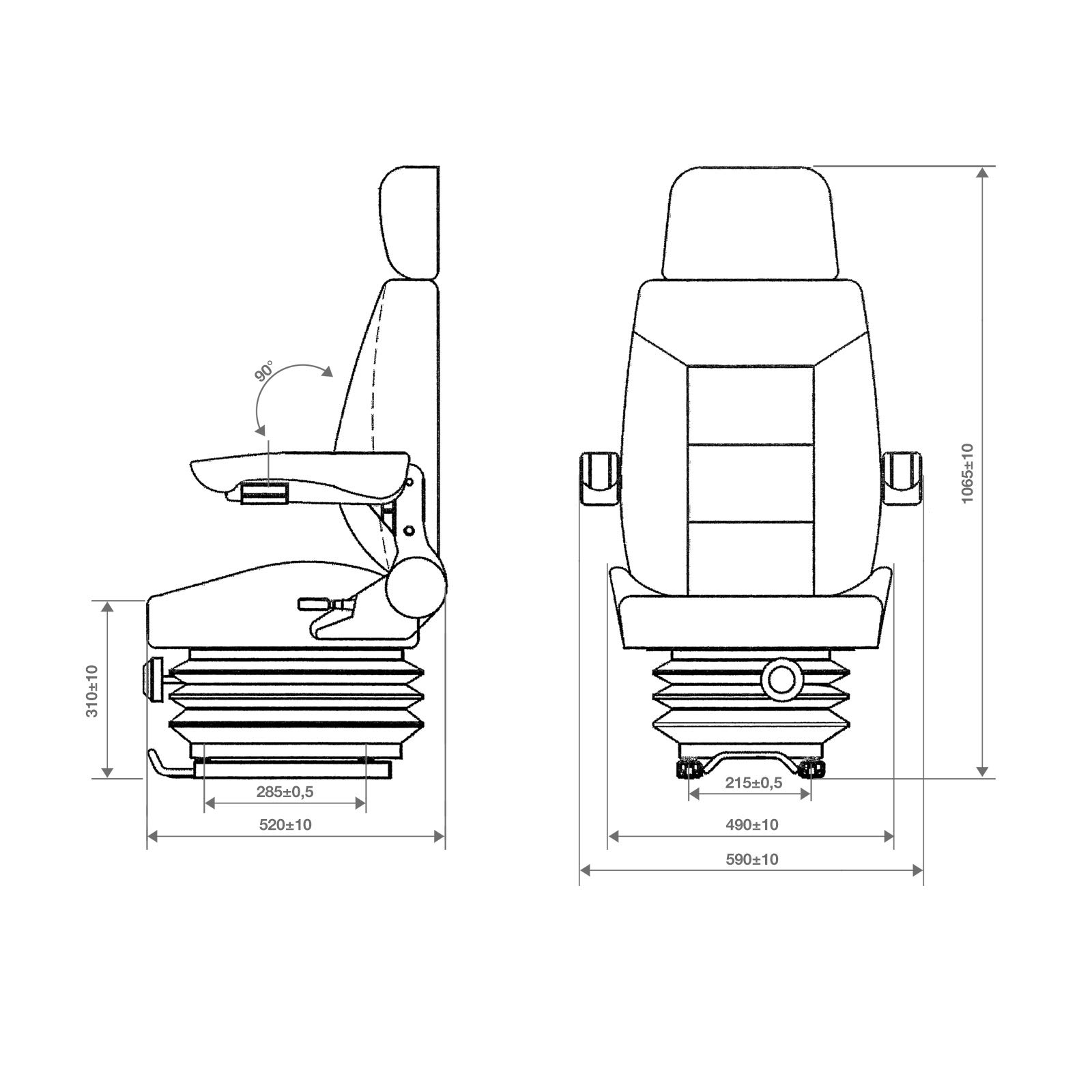 DEMA Universal Traktorsitz – Schleppersitz, Staplersitz, Baumaschinensitz – Bequem, Robust, Verstellbar – für Traktor, Schlepper, Arbeitsmaschine – Schwarz – mit Kopfstütze, Gurt und Armlehne