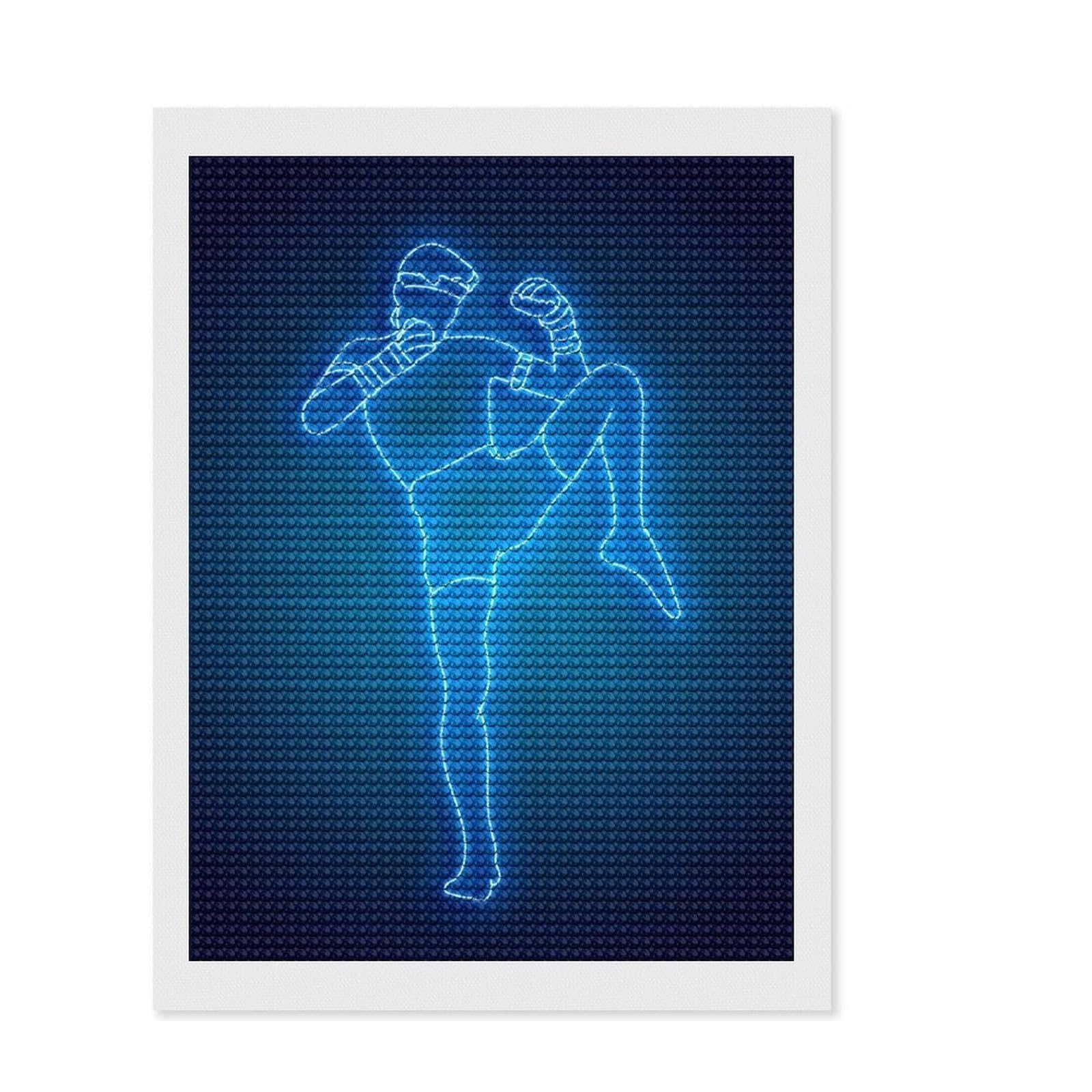 Junmoney Kick Boxing Neon Diamond Painting Set 12"x16", Enjoyable At-Home Hobby, with Tool Kit, Modern Decor, Christmas Gift, Easy to Enjoy
