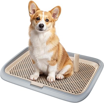 Dog Potty Tray, 23.6"x17.7" Indoor Pet Pee Pad Holder,Puppy Training Holder,Bathroom Dog Litter Box, Pet Toilet for Small and Medium Dogs,Housebreaking Supplies, Pet Products(Gray)