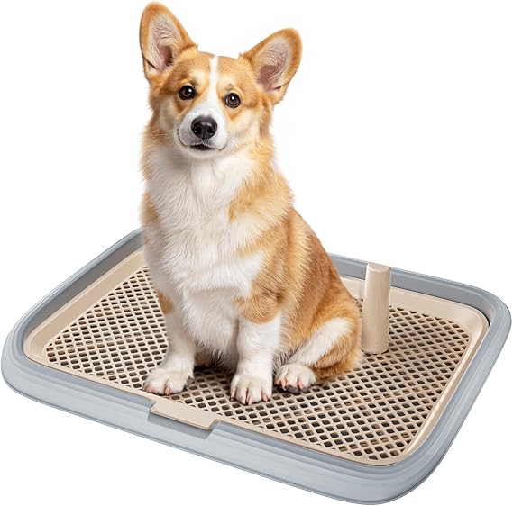 Dog Potty Tray, 23.6"x17.7" Indoor Pet Pee Pad Holder,Puppy Training Holder,Bathroom Dog Litter Box, Pet Toilet for Small and Medium Dogs,Housebreaking Supplies, Pet Products(Gray)