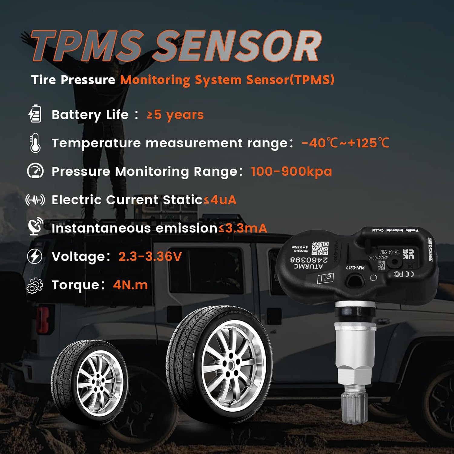 Set of 4 TPMS Sensor Tire Pressure Monitoring Sensor 433MHz Compatible with Toyota Corolla Vios Yaris Prius Rush Innova Replaces# 4260702030