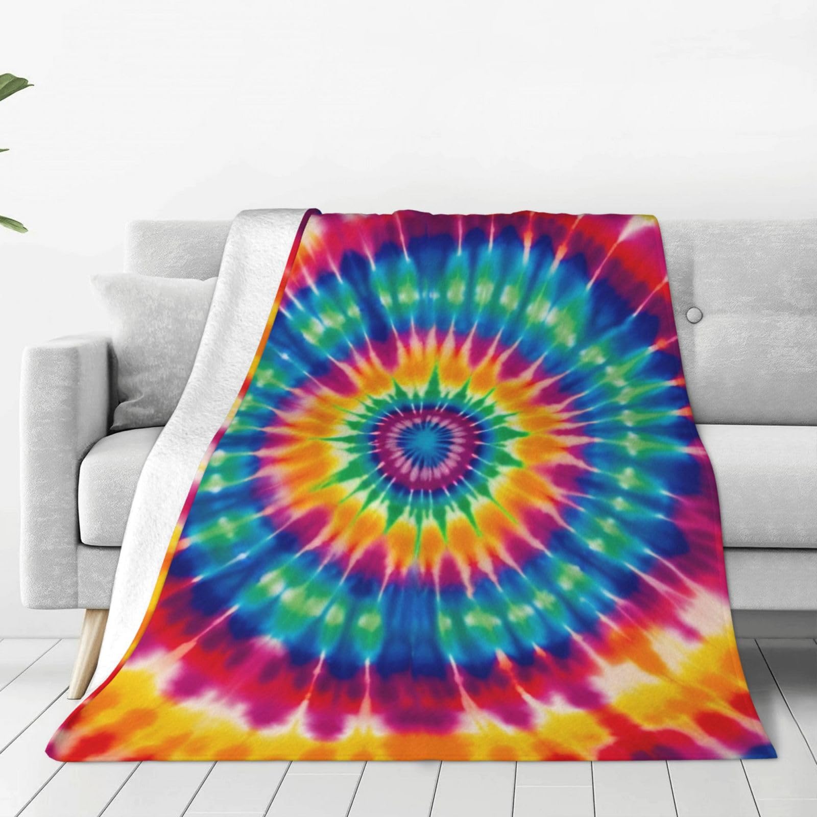 KLOPH Tie Dye Pattern Throw Blanket 80"x60" Flannel Fluffy Warm Blanket for Couch, Reversible Plush Blankets for Bed, Comfy Fuzzy Blanket for Sofa, Plush Lightweight-Blankets for All Season