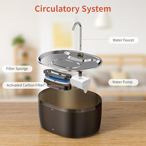 Miniatura 4 de Fuente de agua para gatos, fuente automática para gatos de 3.2 L para beber con diseño de grifo, dispensador de beber para mascotas súper silencioso